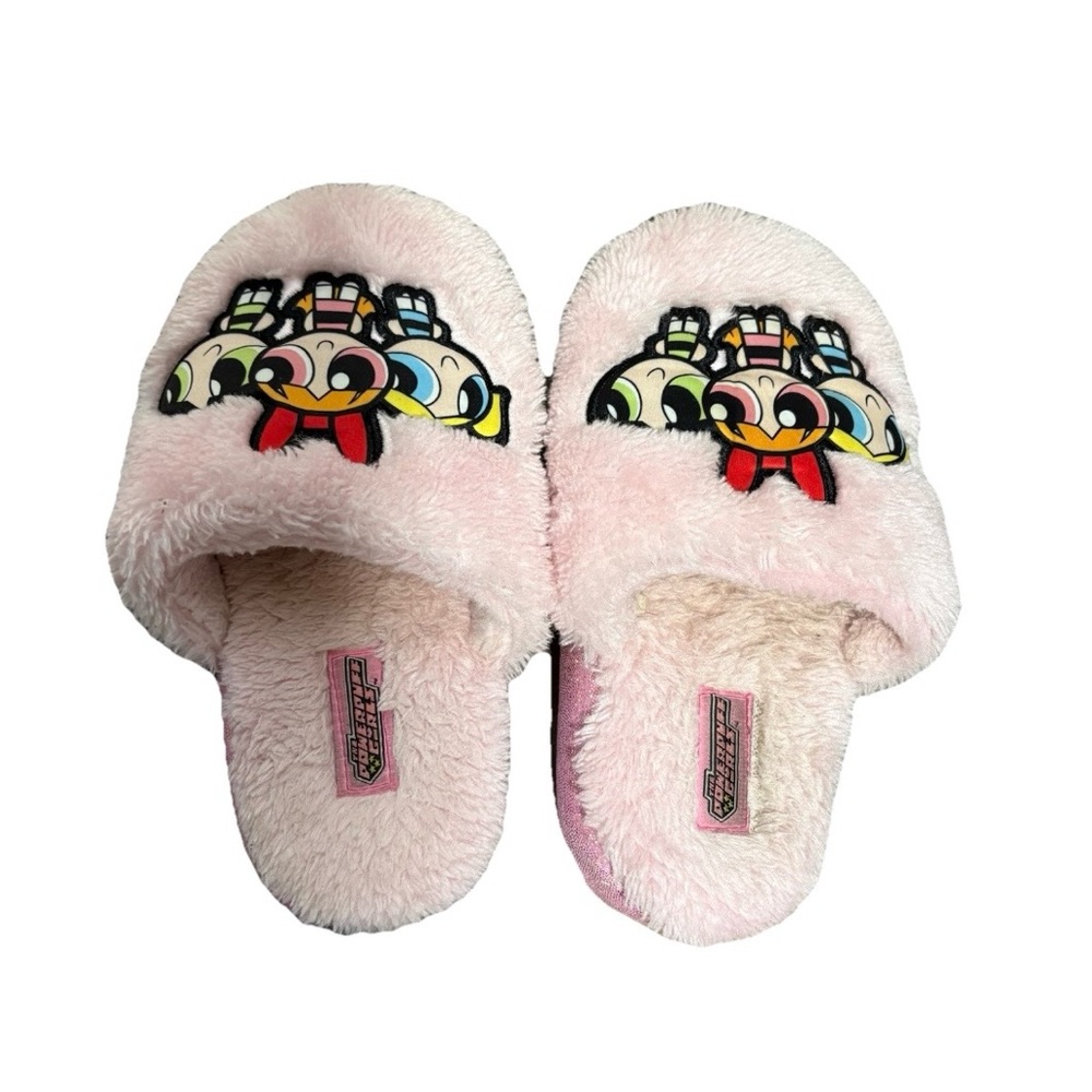 Vintage Y2K Power Puff Girls Pinky Puffy Girls Slip On House Slippers SZ 13/1